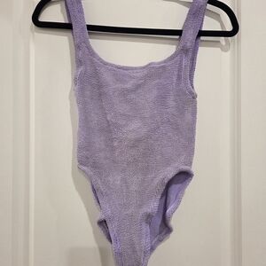 Lilac Hunza G Squareneck One-Piece Swimsuit